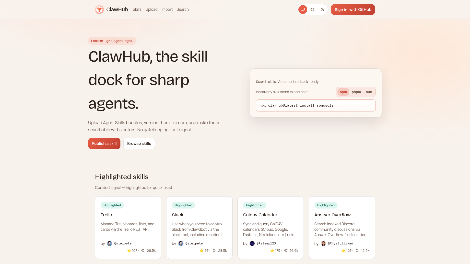 Logo ClawHub, ferramenta de IA para produtividade