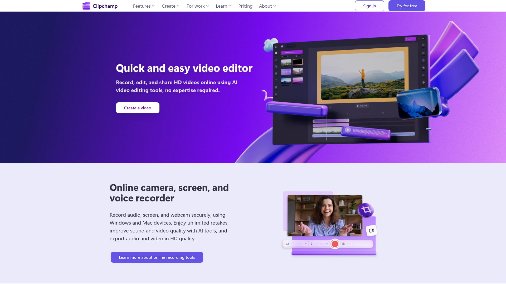 Logo Clipchamp, ferramenta de IA para síntese de voz