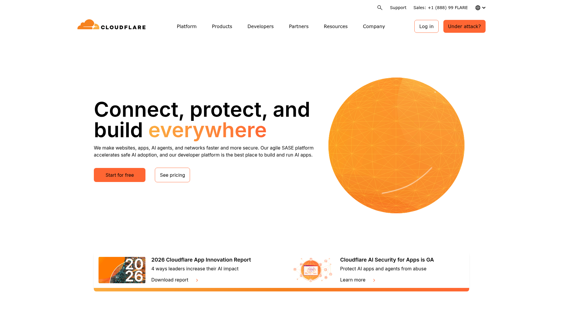 Logo Cloudflare, ferramenta de IA para produtividade