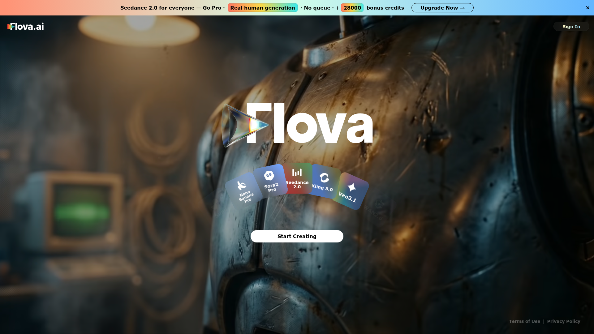 Logo Flova, ferramenta de IA para geração de imagem