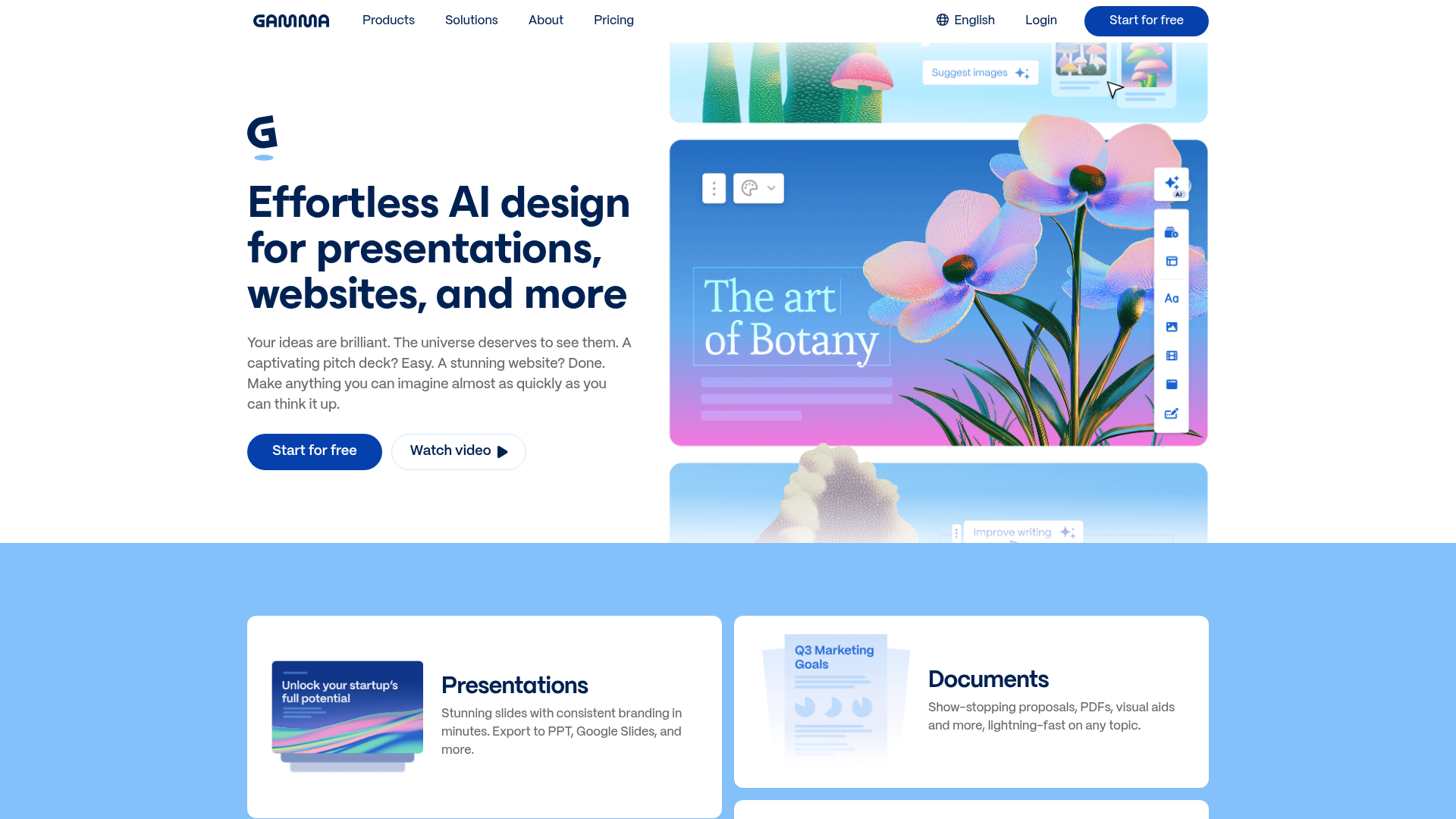 Logo Gamma, ferramenta de IA para produtividade