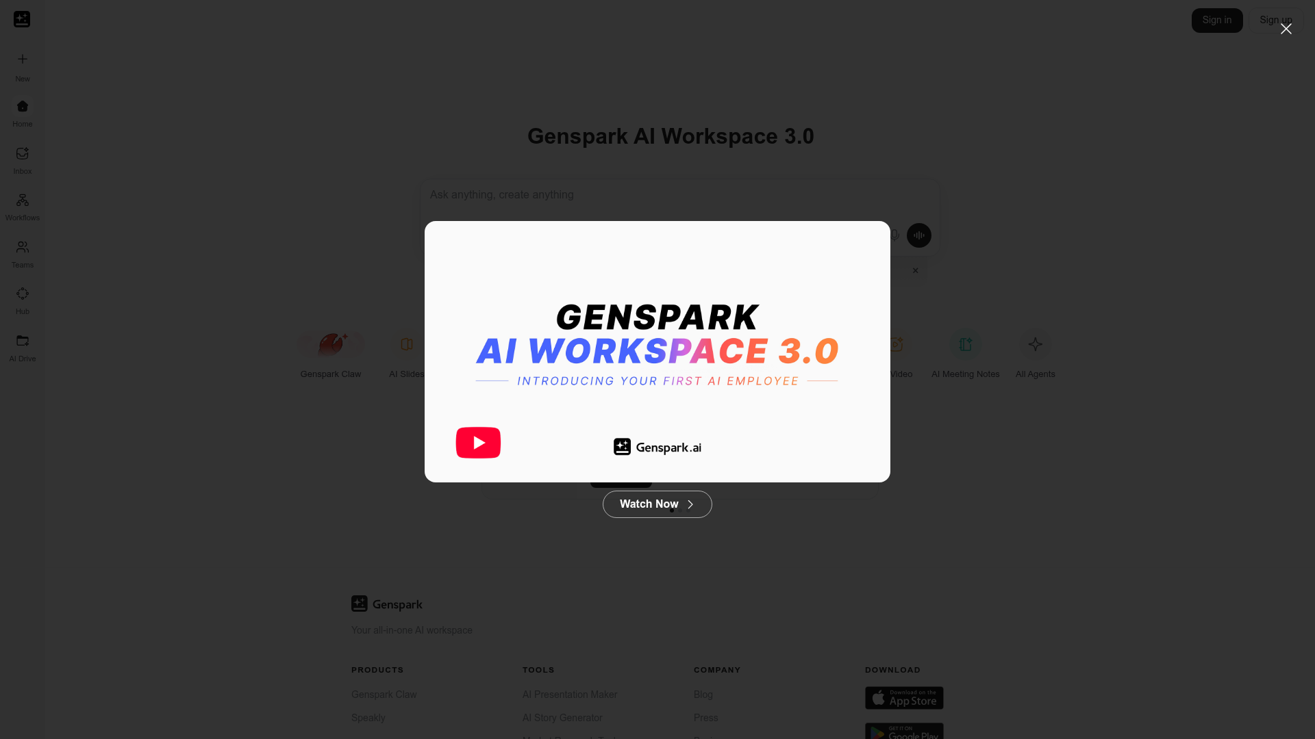 Logo Genspark AI Workspace 3.0, ferramenta de IA para produtividade