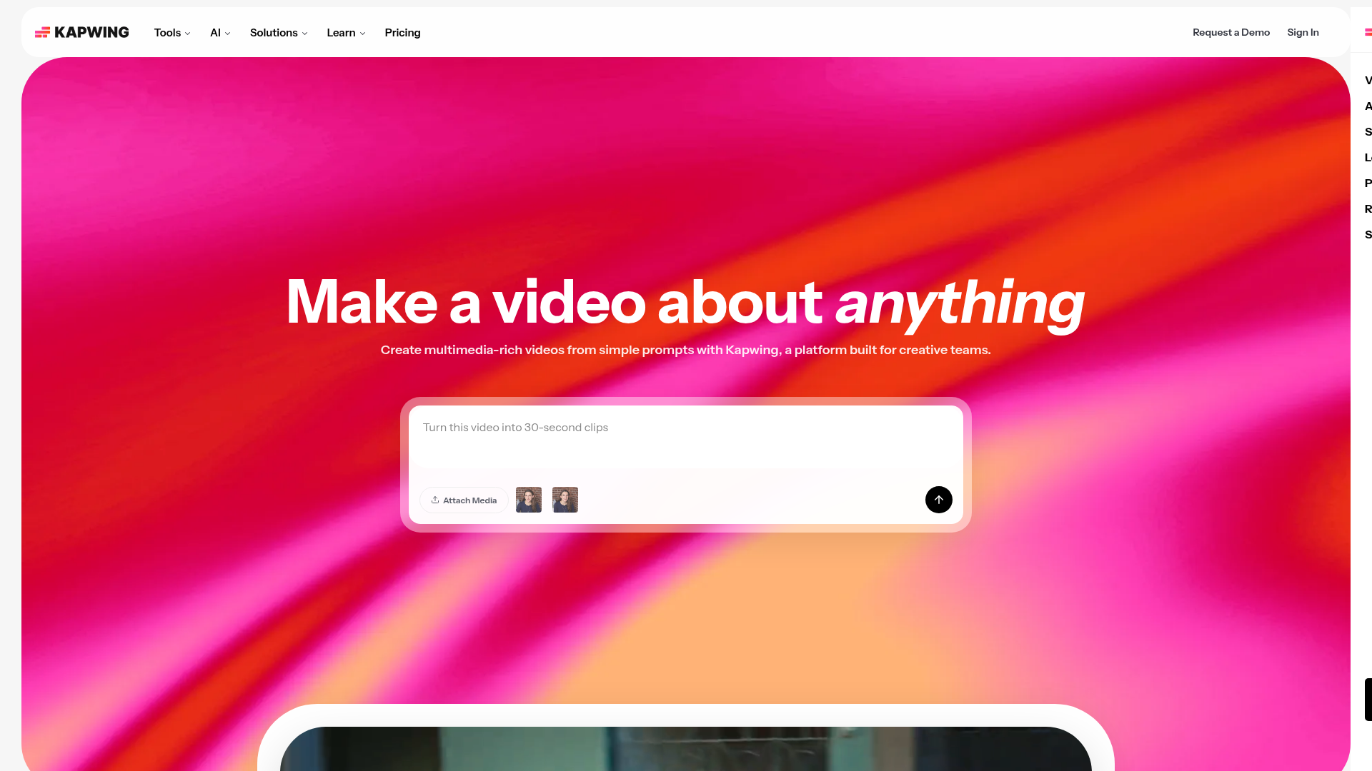 Logo Kapwing, ferramenta de IA para geração de vídeo