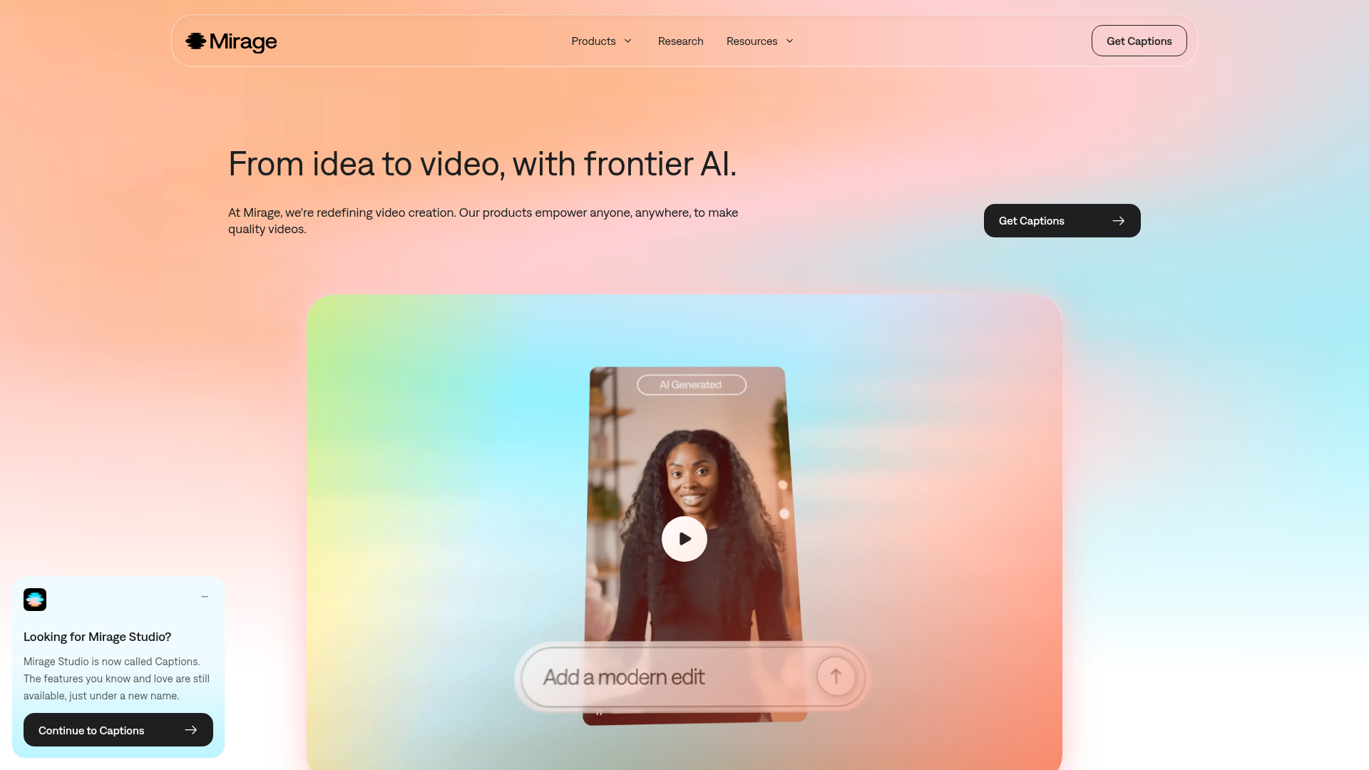 Logo Mirage, ferramenta de IA para geração de vídeo