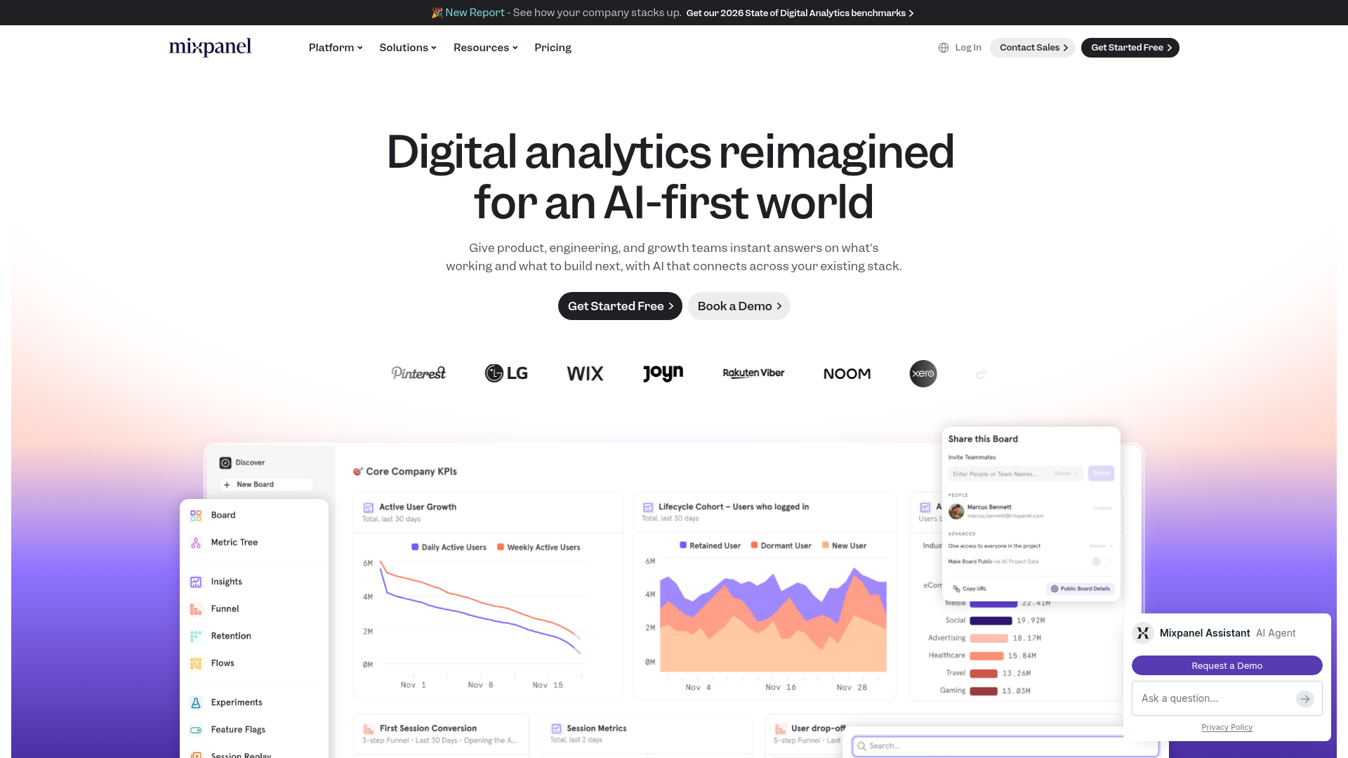 Logo Mixpanel, ferramenta de IA para produtividade