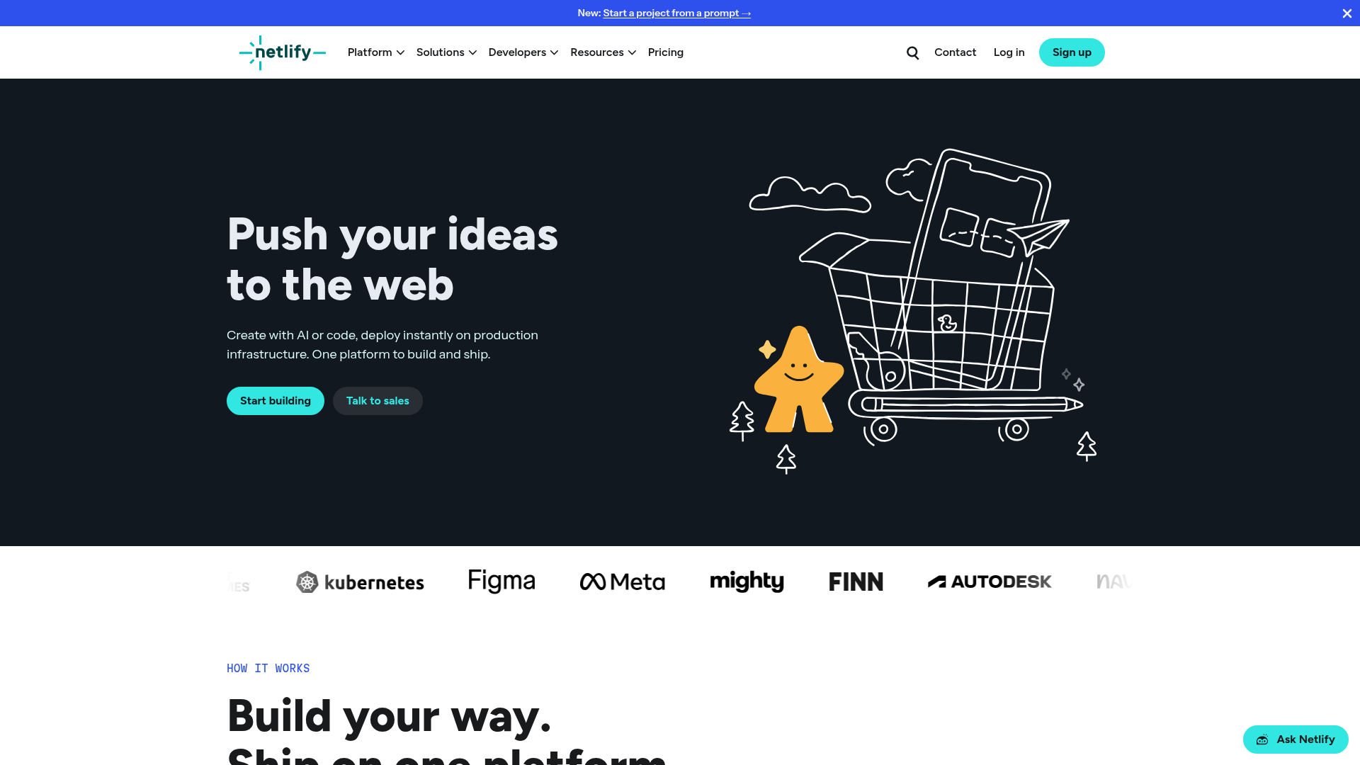 Logo Netlify, ferramenta de IA para produtividade