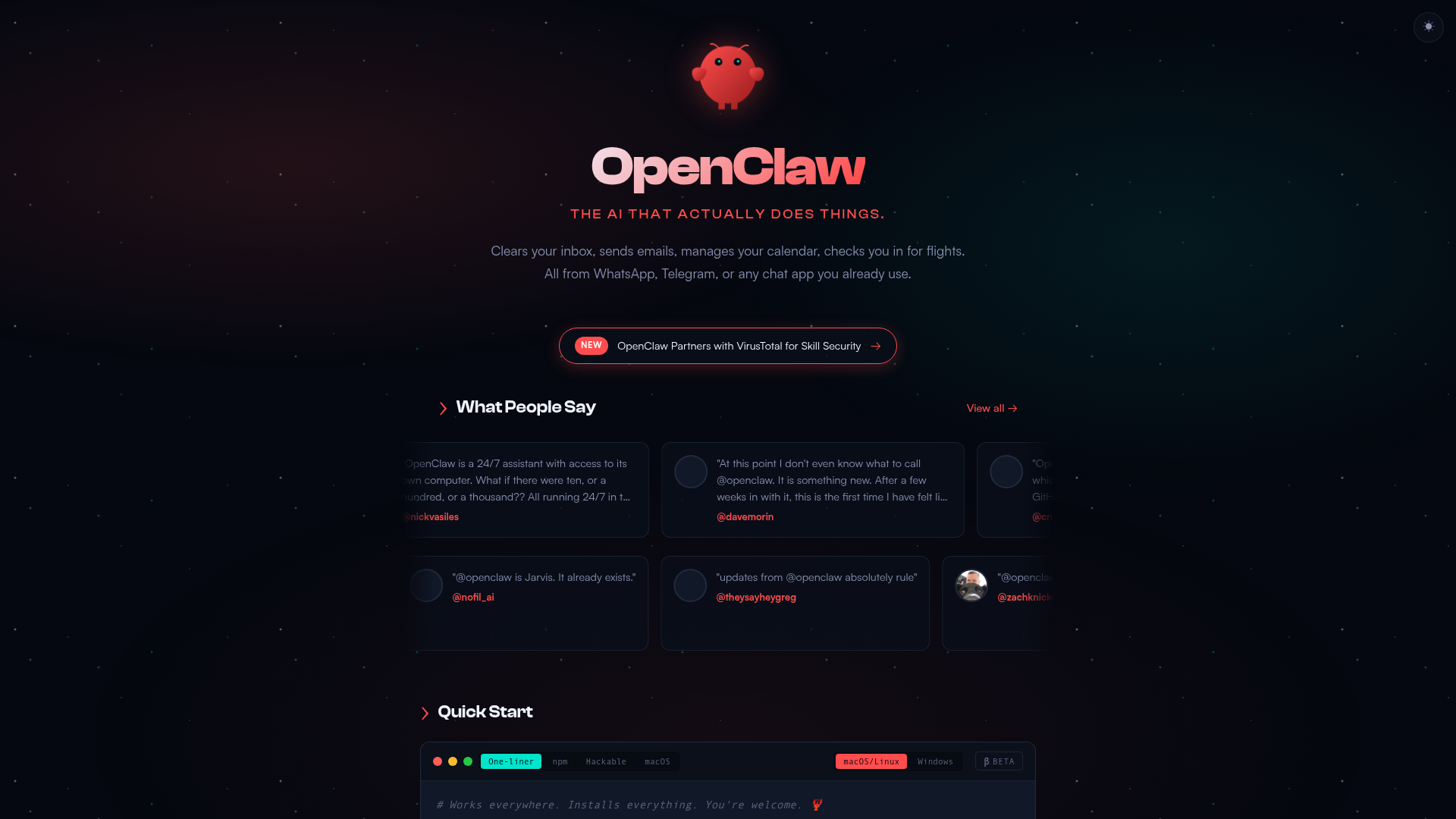 Logo OpenClaw, ferramenta de IA para produtividade