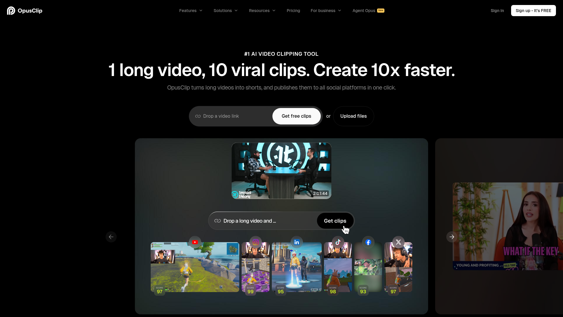 Logo OpusClip, ferramenta de IA para produtividade