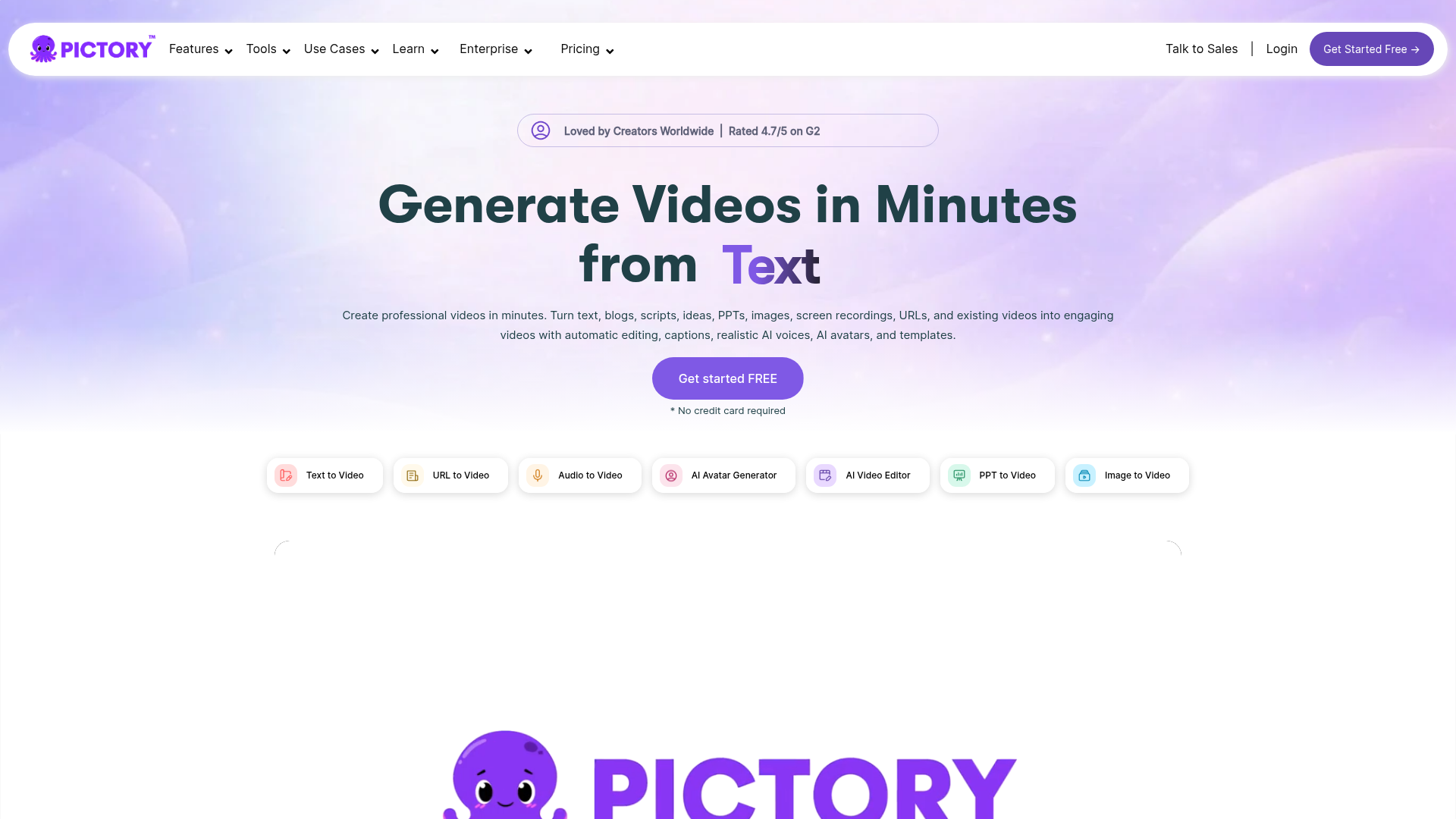 Logo Pictory, ferramenta de IA para geração de vídeo