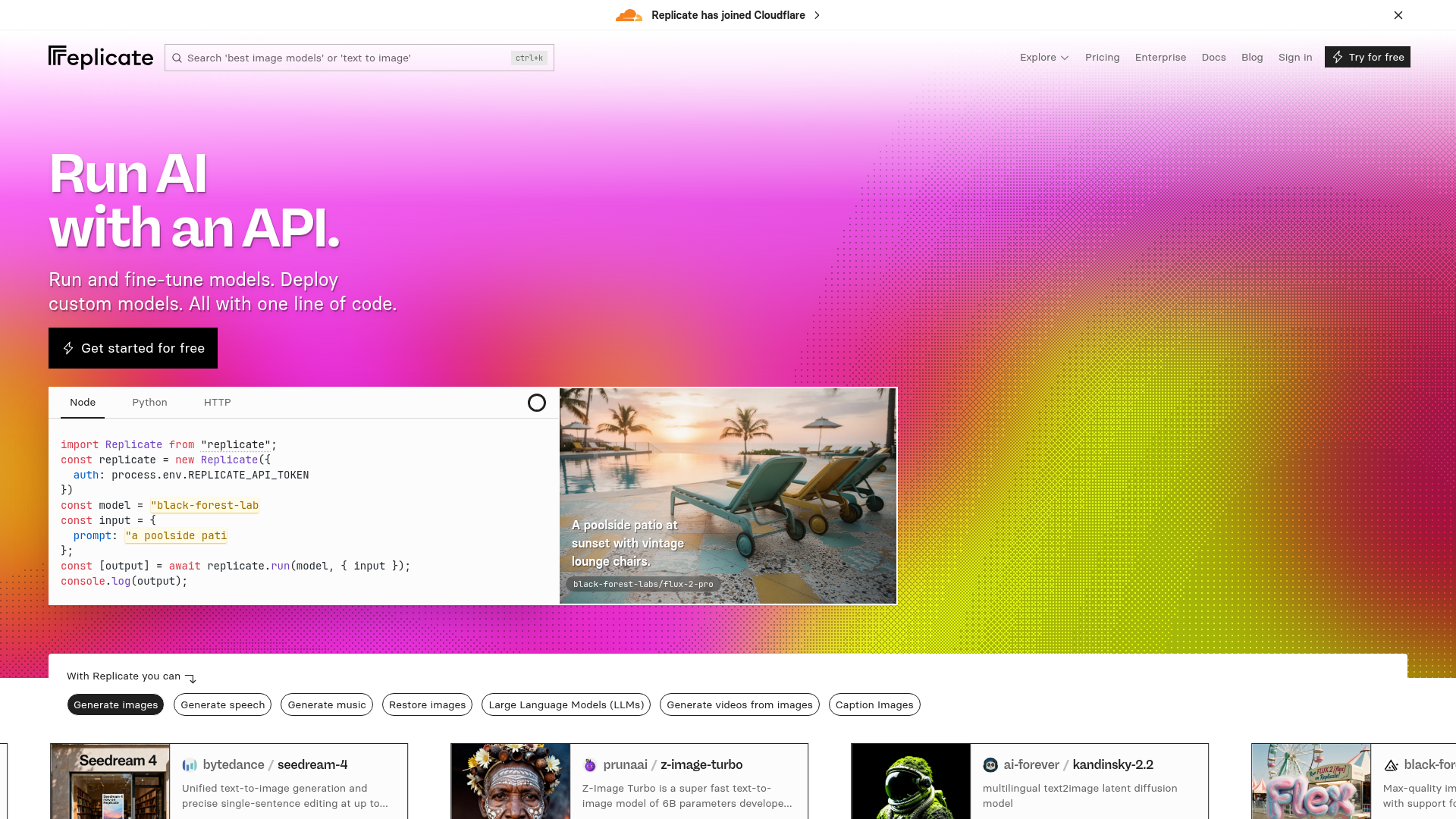 Logo Replicate, ferramenta de IA para produtividade