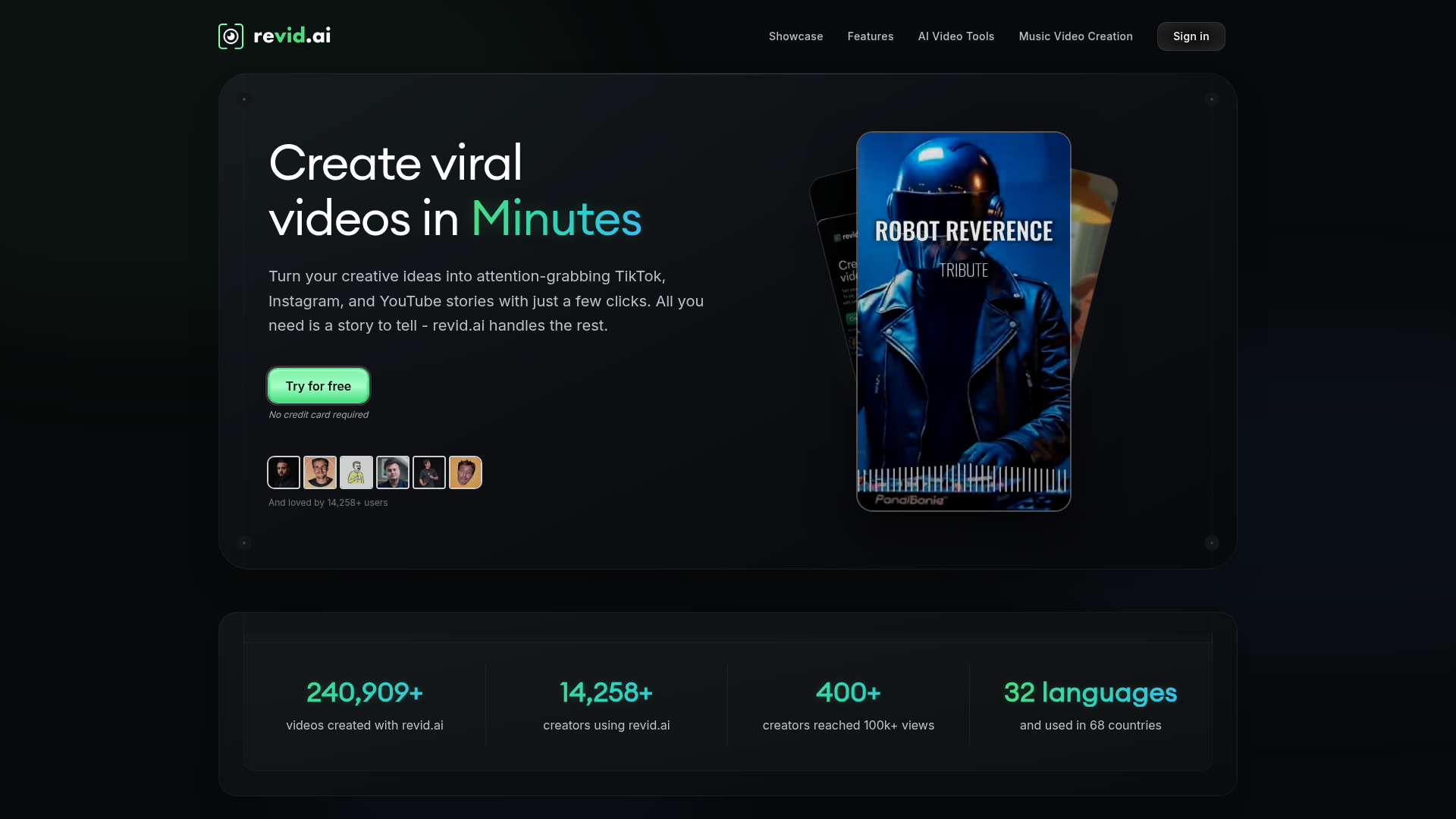 Logo revid.ai, ferramenta de IA para geração de vídeo