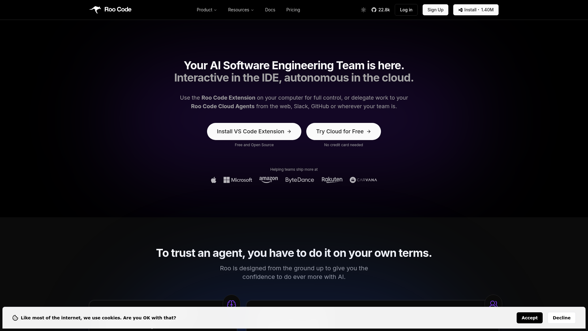 Logo Roo Code, ferramenta de IA para produtividade