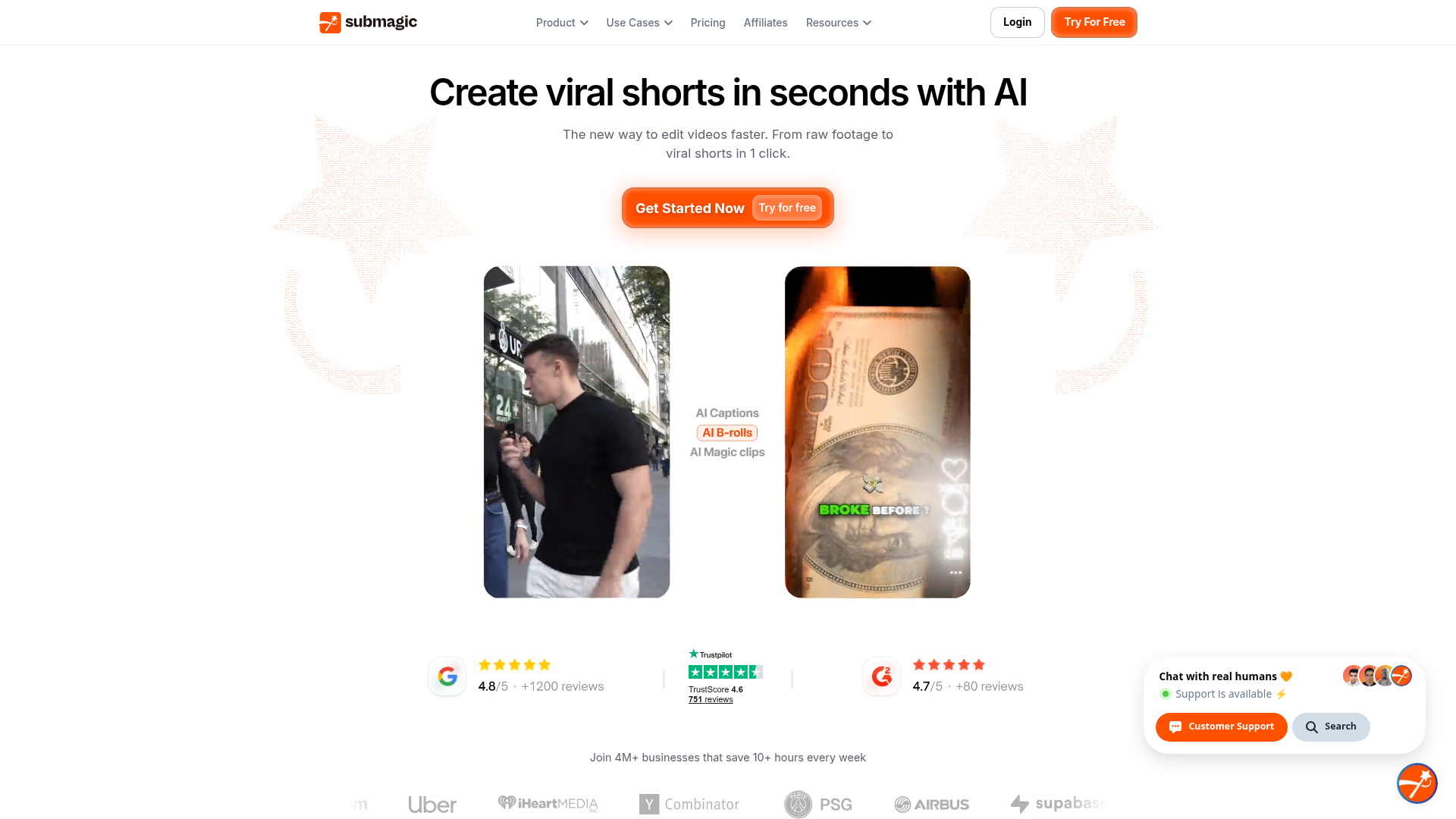 Logo Submagic, ferramenta de IA para geração de vídeo