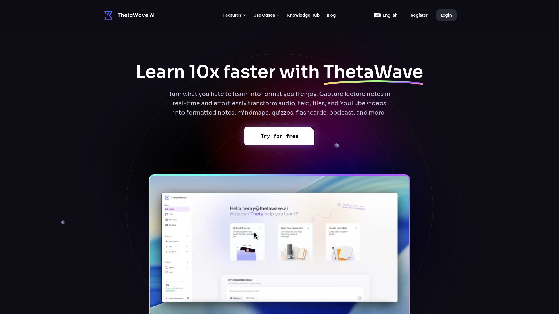 Logo ThetaWave AI, ferramenta de IA para produtividade