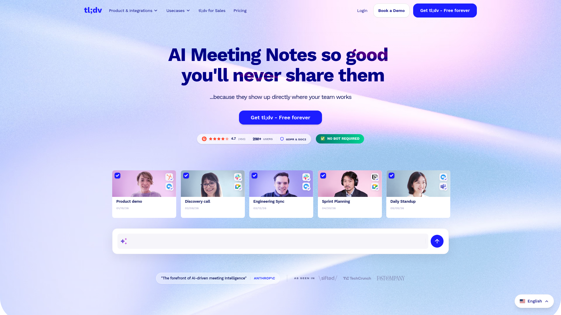 Logo tl;dv, ferramenta de IA para produtividade