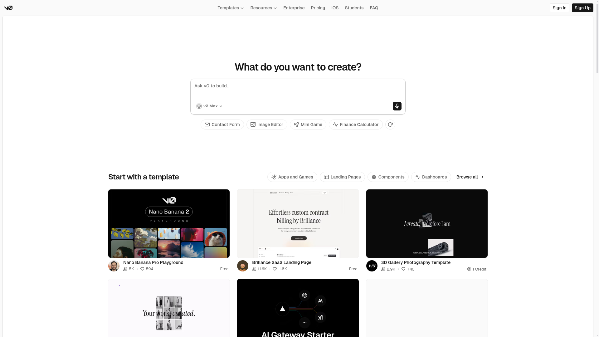 Logo v0, ferramenta de IA para produtividade