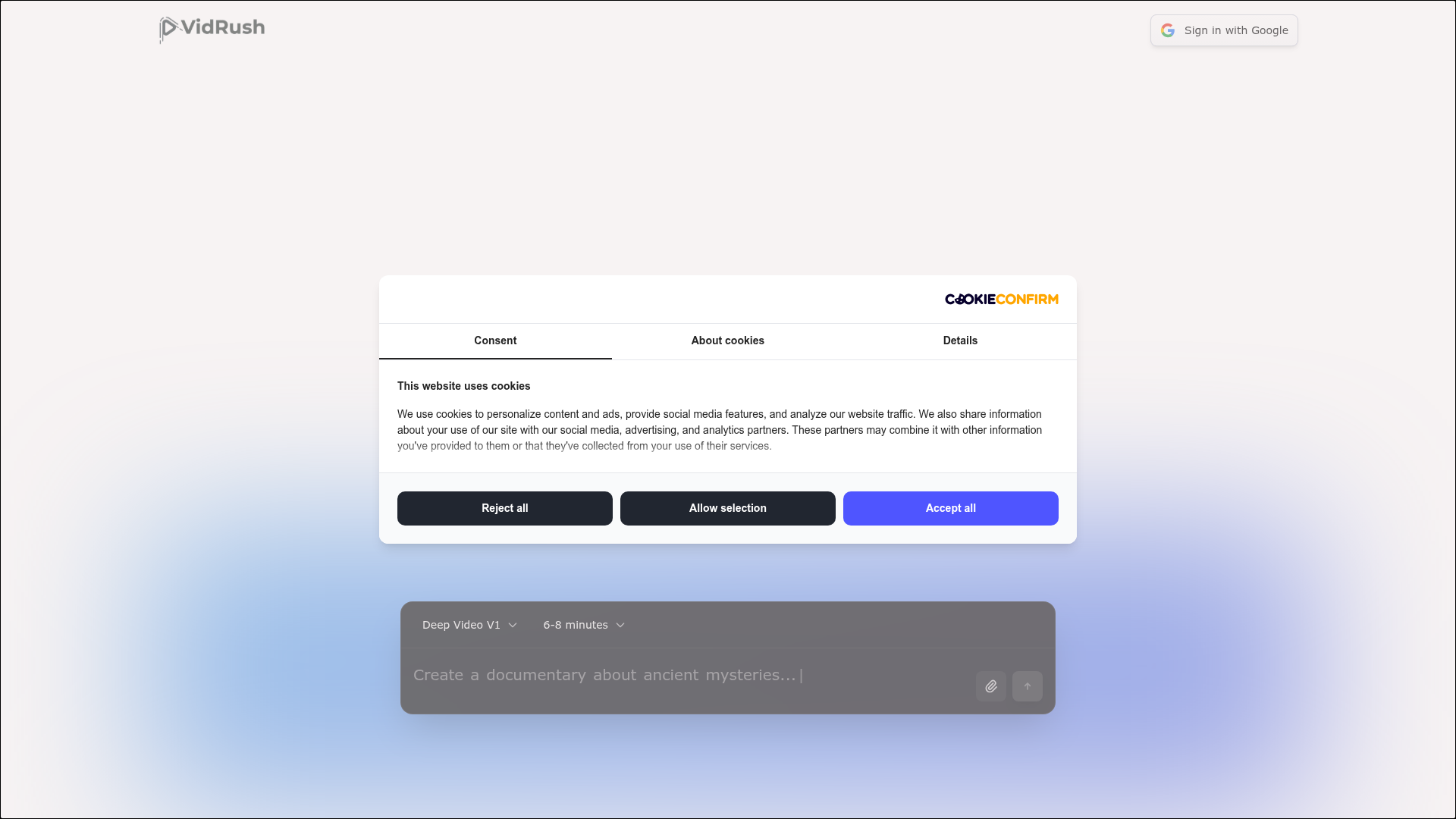 Logo Vidrush, ferramenta de IA para geração de vídeo