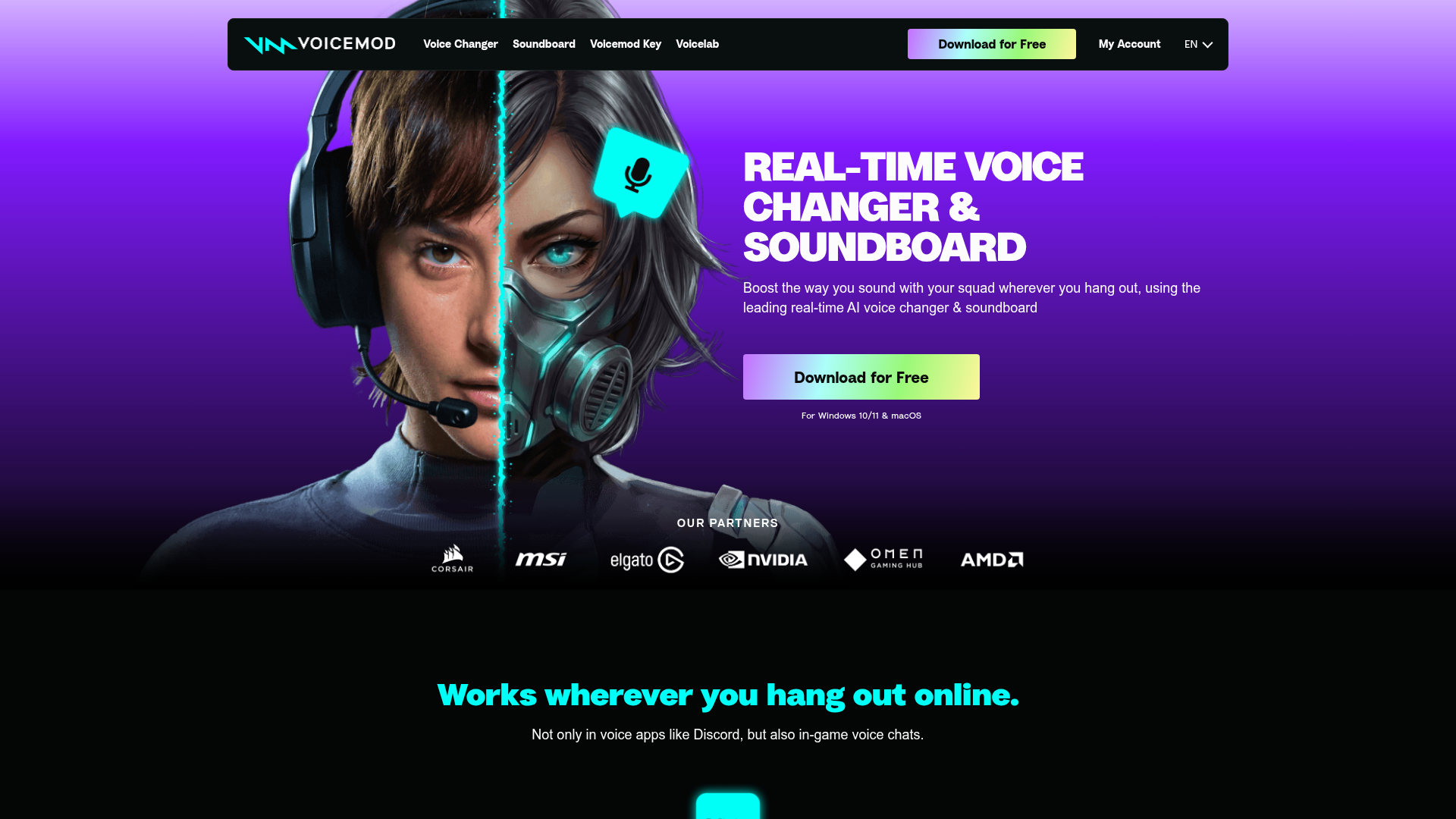 Logo Voicemod, ferramenta de IA para produtividade