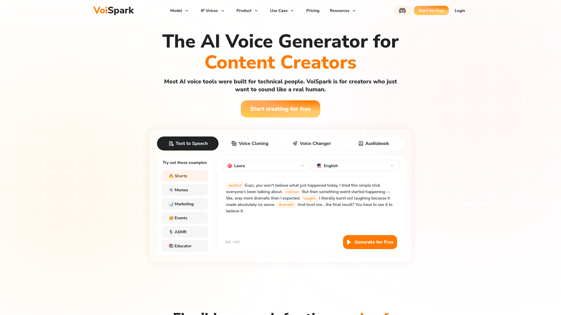 Logo VoiSpark, ferramenta de IA para síntese de voz